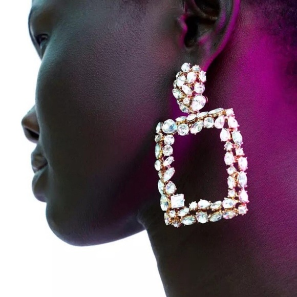 NEW Aurora Drop Rhinestone Encrusted Earrings - Picture 6 of 6